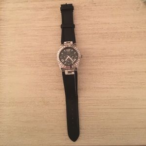 Black Leather Band Guess Watch