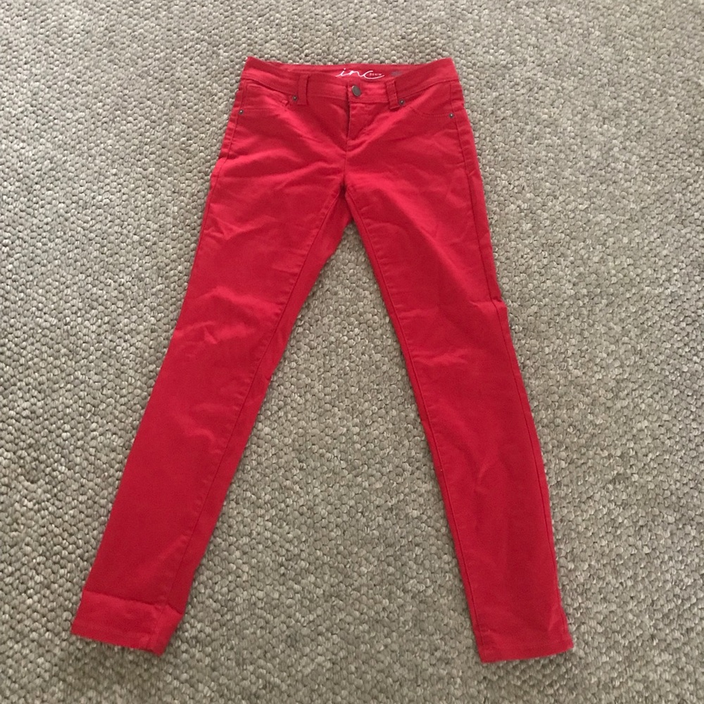 INC red denim jeans. Skinny Leg, Regular fit