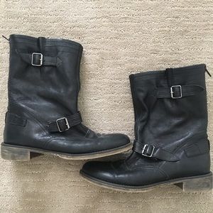 Nordstrom Black Leather Cathy Moto Boots Sz 7.5