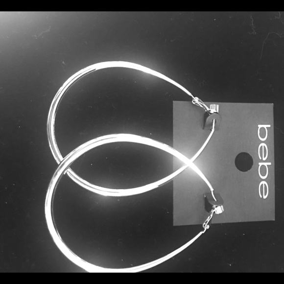 Bebe silver ultra-light teardrop hoop earrings - Picture 3 of 5