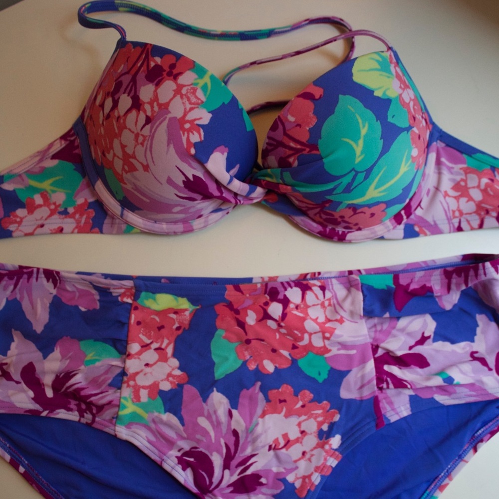 Aerie Floral high waist bikini set