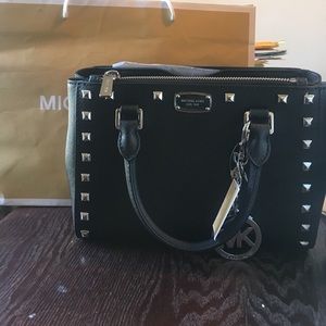Michael Kors Kellen Studded Satchel and Key Charm