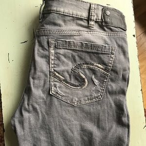 Silver Suki Boyfriend Distressed Grey Jeans