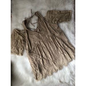 Champagne colored lace blouse