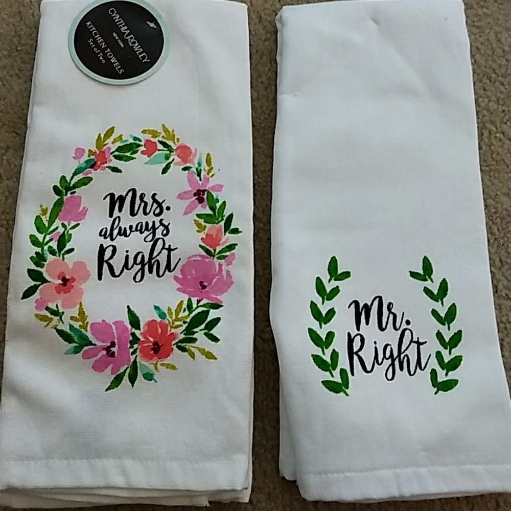 Mr. Right Mrs. Always Right Kitchen Towel Set