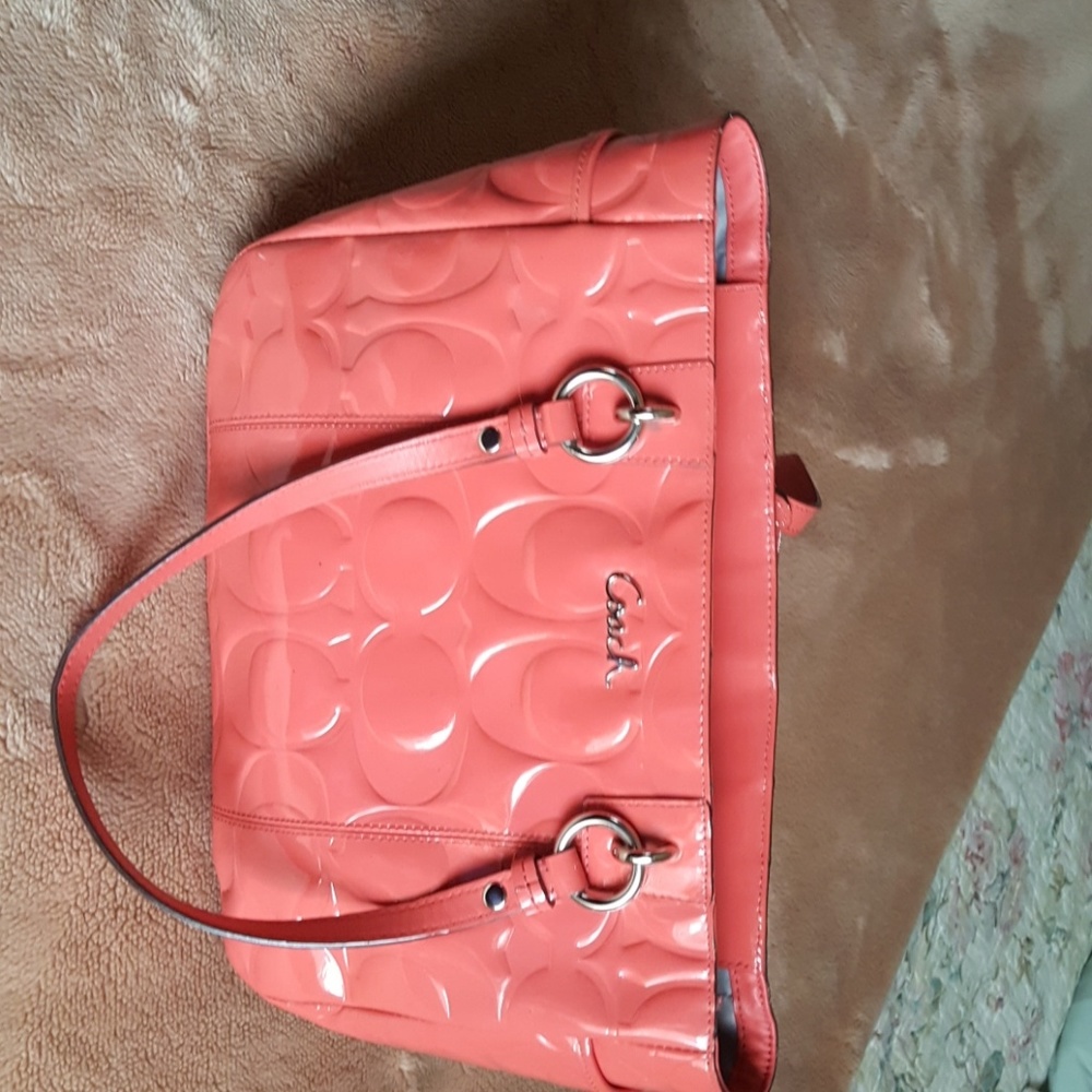 Coach patent coral bag