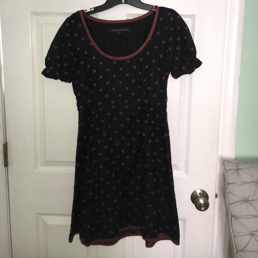 black and brown French Connection mini dress