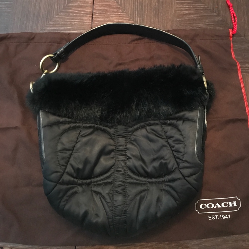Coach fur top shoulder bag