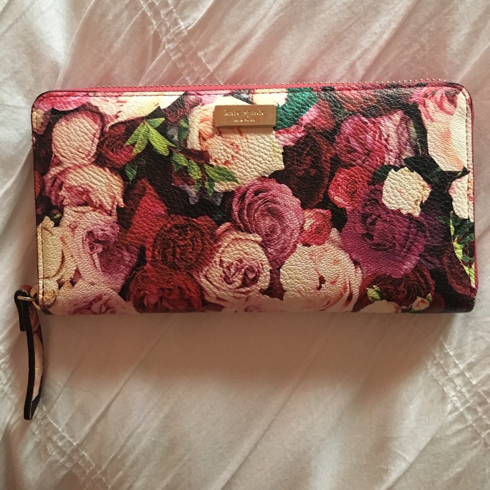 Kate Spade Leather Zip Wallet w/ Floral Print