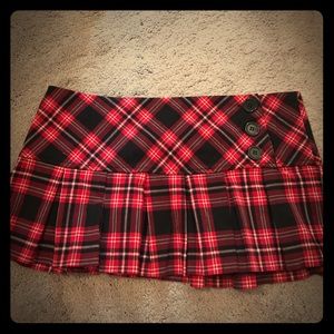 Red plaid skirt