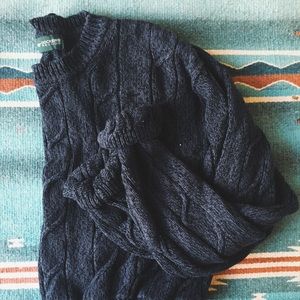 Vintage Chunky Slouchy Cropped Navy Sweater