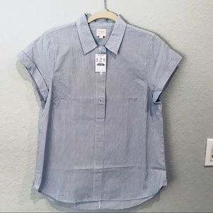 JCrew striped short sleeve popover shirt.