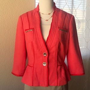 WHBM Coral Hot Pink Blazer