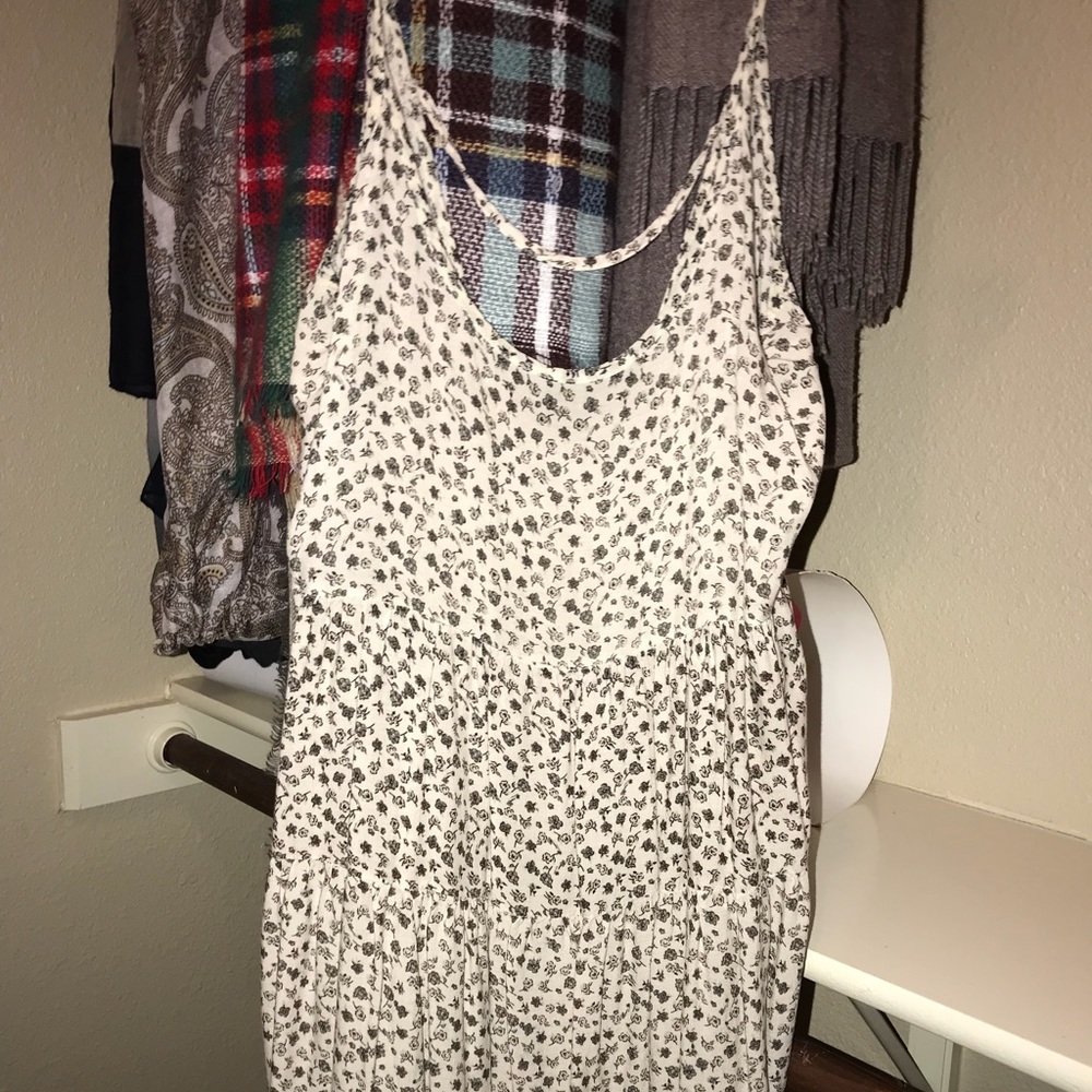 Cream and gray flowered dress