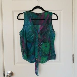 Sheer tropical tie top