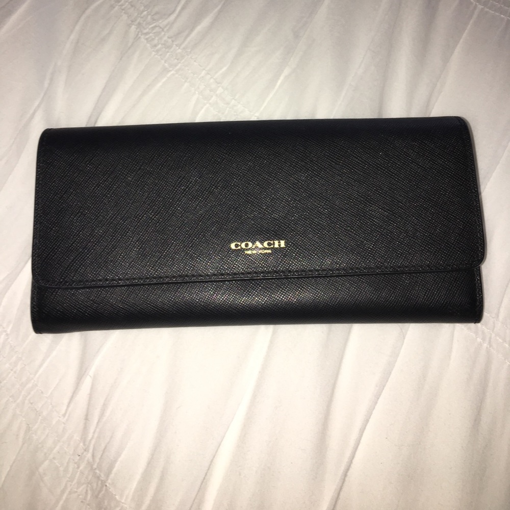 Coach Black Safiano Leather Envelope Wallet