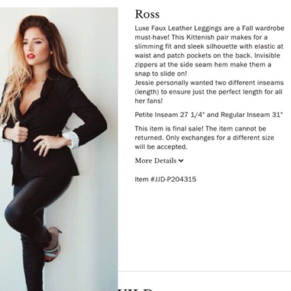 Kittenish Ross Faux Leather Leggings