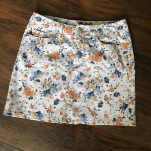 Floral Pattern Denim Skirt