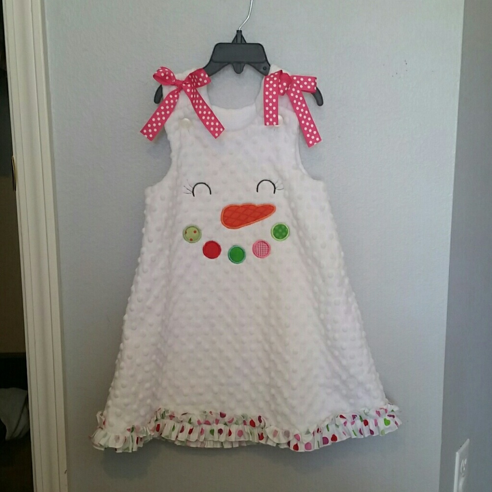 Little girls minky snowman dress