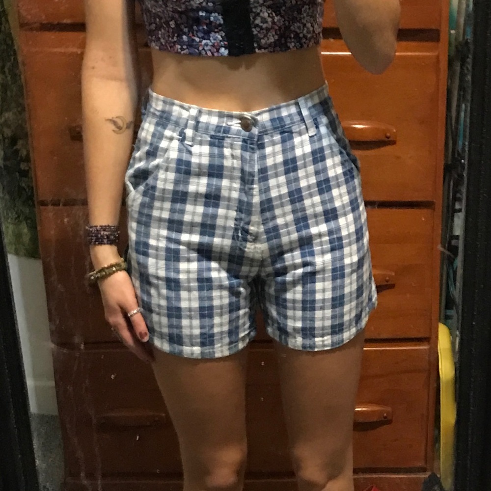 Blue plaid shorts