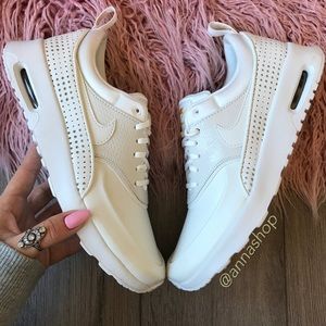 nike white & gold air max thea trainers