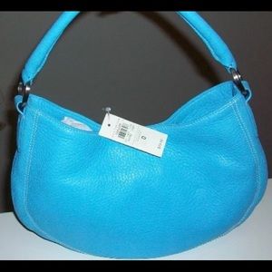 Bright blue Ann Taylor leather hand bag