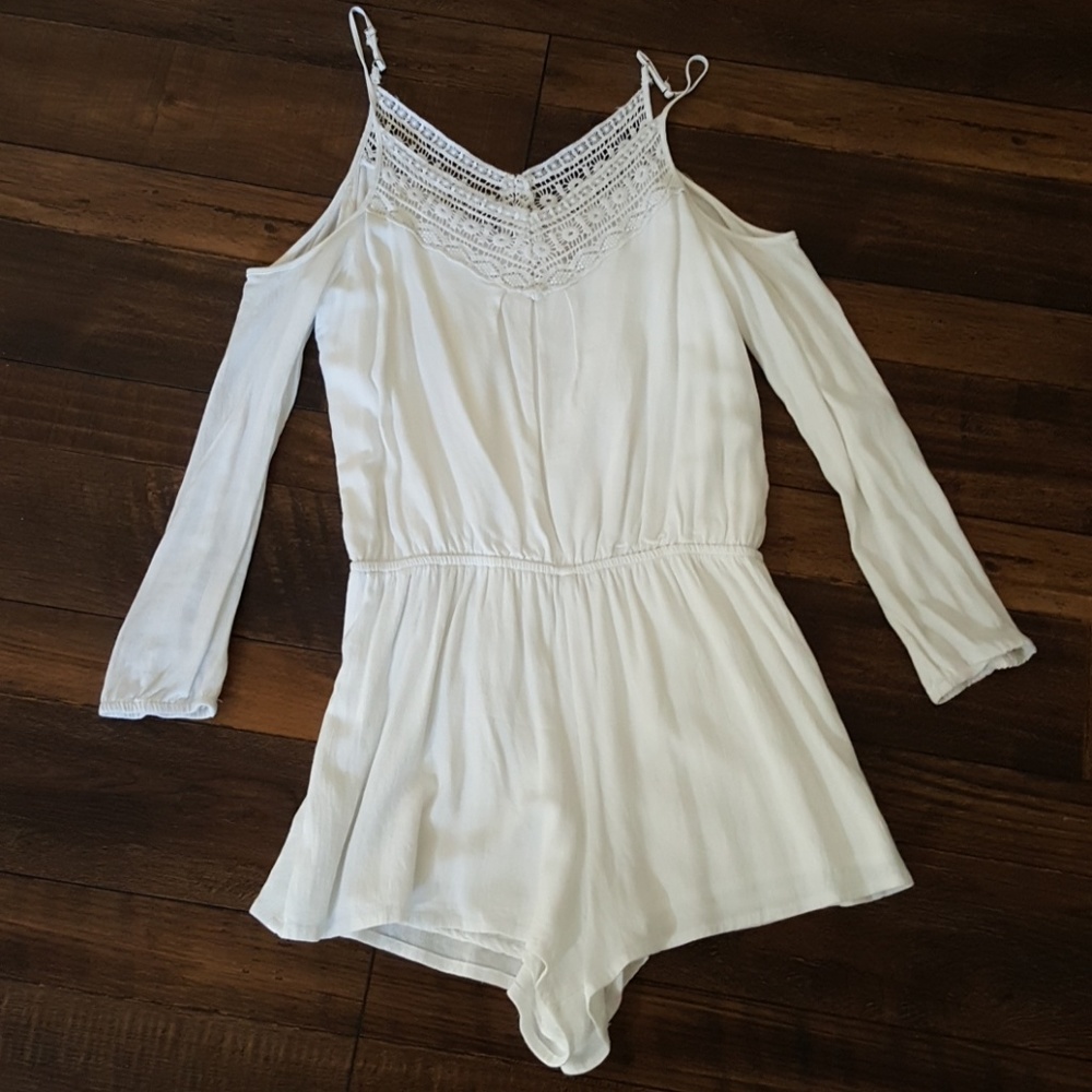White open shoulder romper
