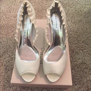 Off white ruffle wedding shoes
