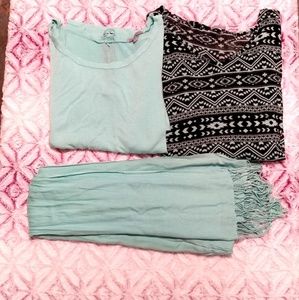 2 Charlotte Russe Tunic Tops w/ fringed scarf