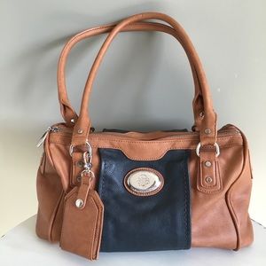 Dana Buchman Purse, Dark Camel and Grey Blue