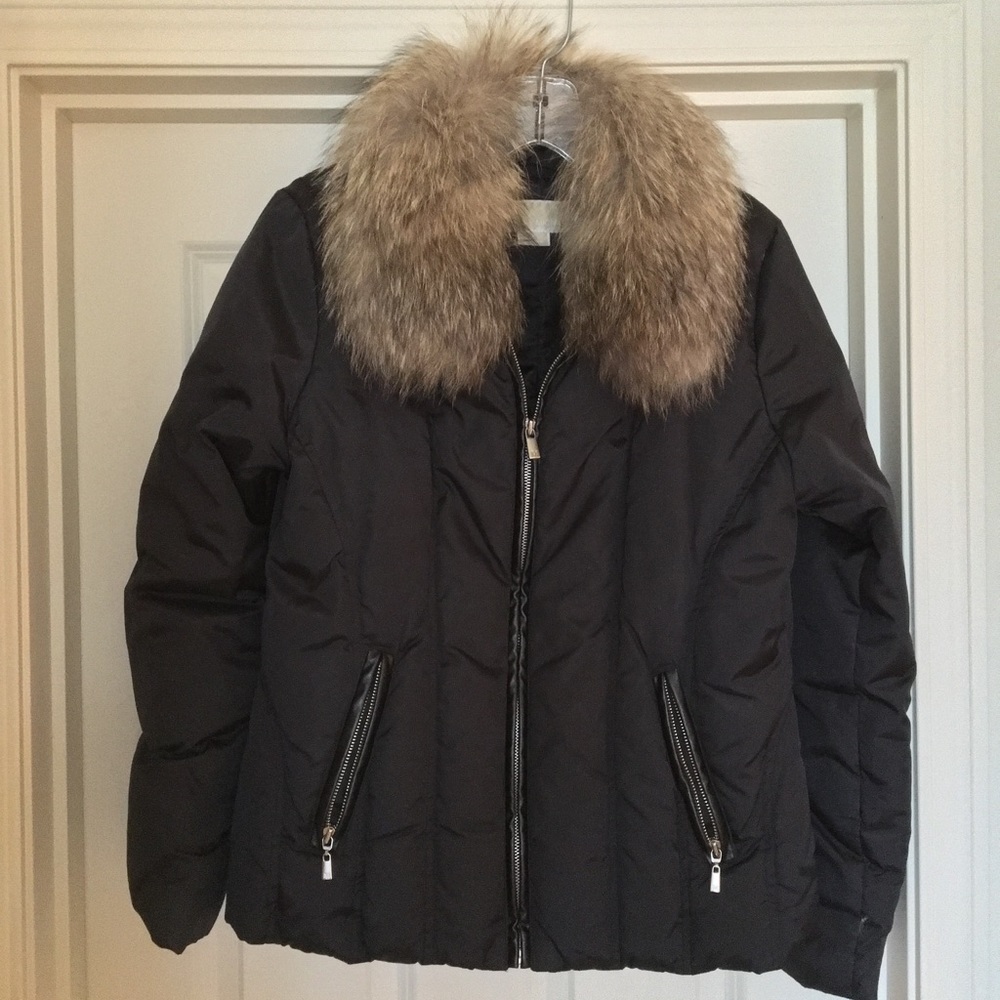 Michael Kors Raccoon fur collar puffer coat