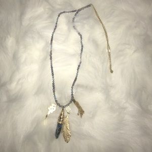 Beaded stone long necklace