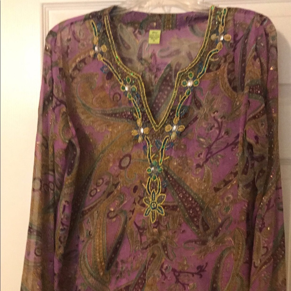 Swim cover beaded chiffon light