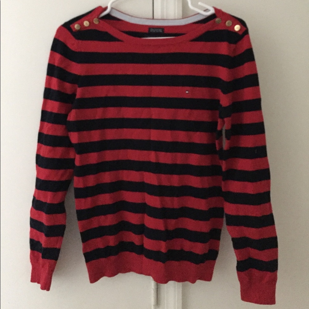 Tommy Hilfiger sweater stripe blue red Medium