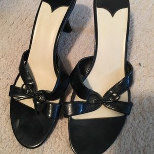 Black open toe and back heels