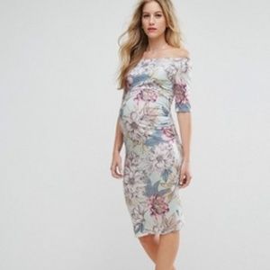 ASOS mint floral maternity dress