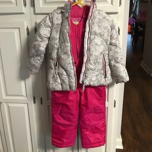 Pink & grey snowsuit w/ matching jacket