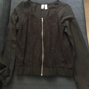 Black Trendy jacket with Lace like Front and Back