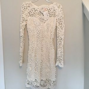 White lace long sleeve women's dress- Small