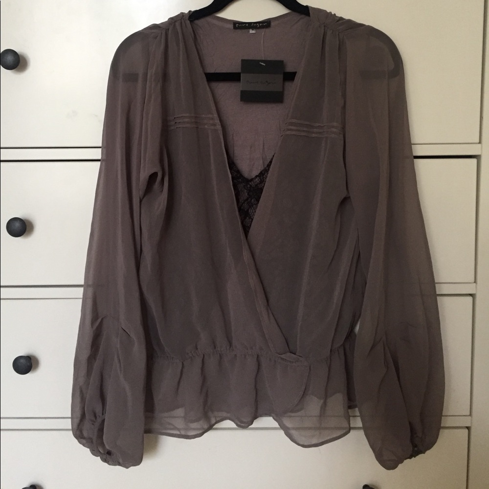 NWT Pure Sugar Sheer with Lace Inlet Blouse - Picture 1 of 6