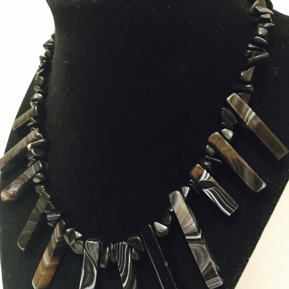 Black Jasper Fashion Statement Necklace - Picture 2 of 4