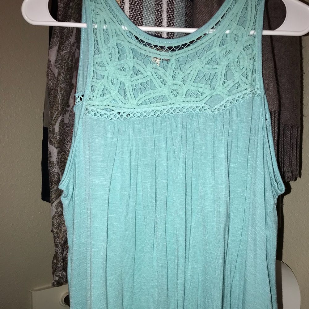 Blue tank with lace