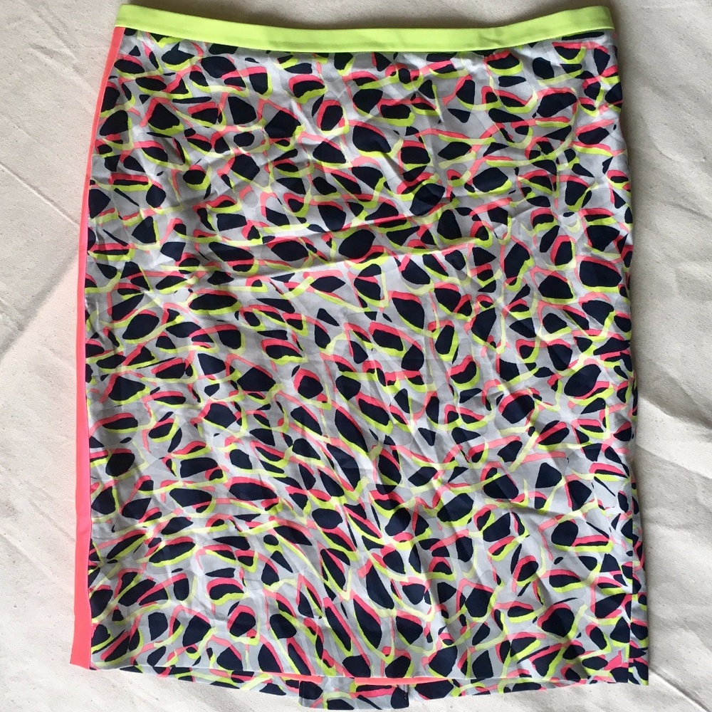 Elie Tahari Neon Print Pencil Skirt Cotton, Sz 12