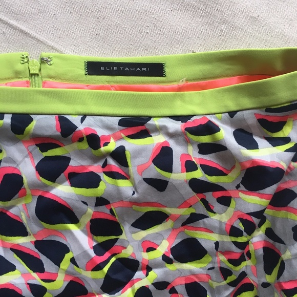 Elie Tahari Neon Print Pencil Skirt Cotton, Sz 12 - Picture 2 of 8
