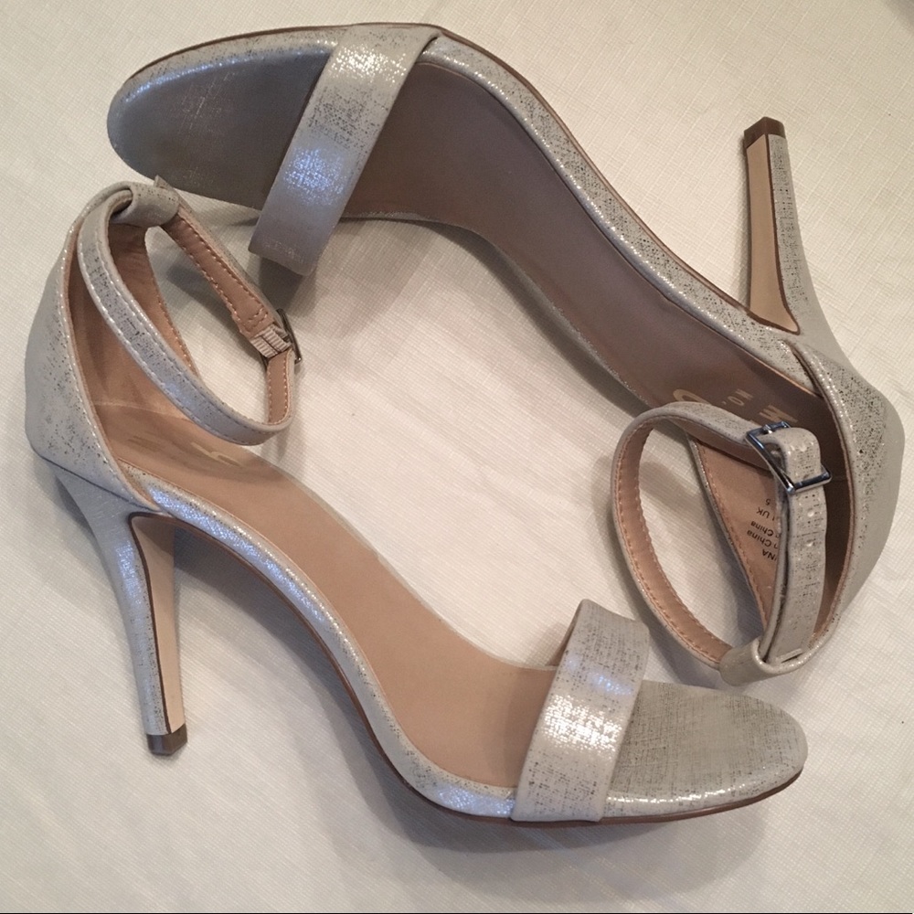 Silver Ankle Strap High Heels