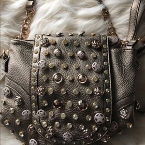 Pewter, silver and gold tote Doubles as backpack.