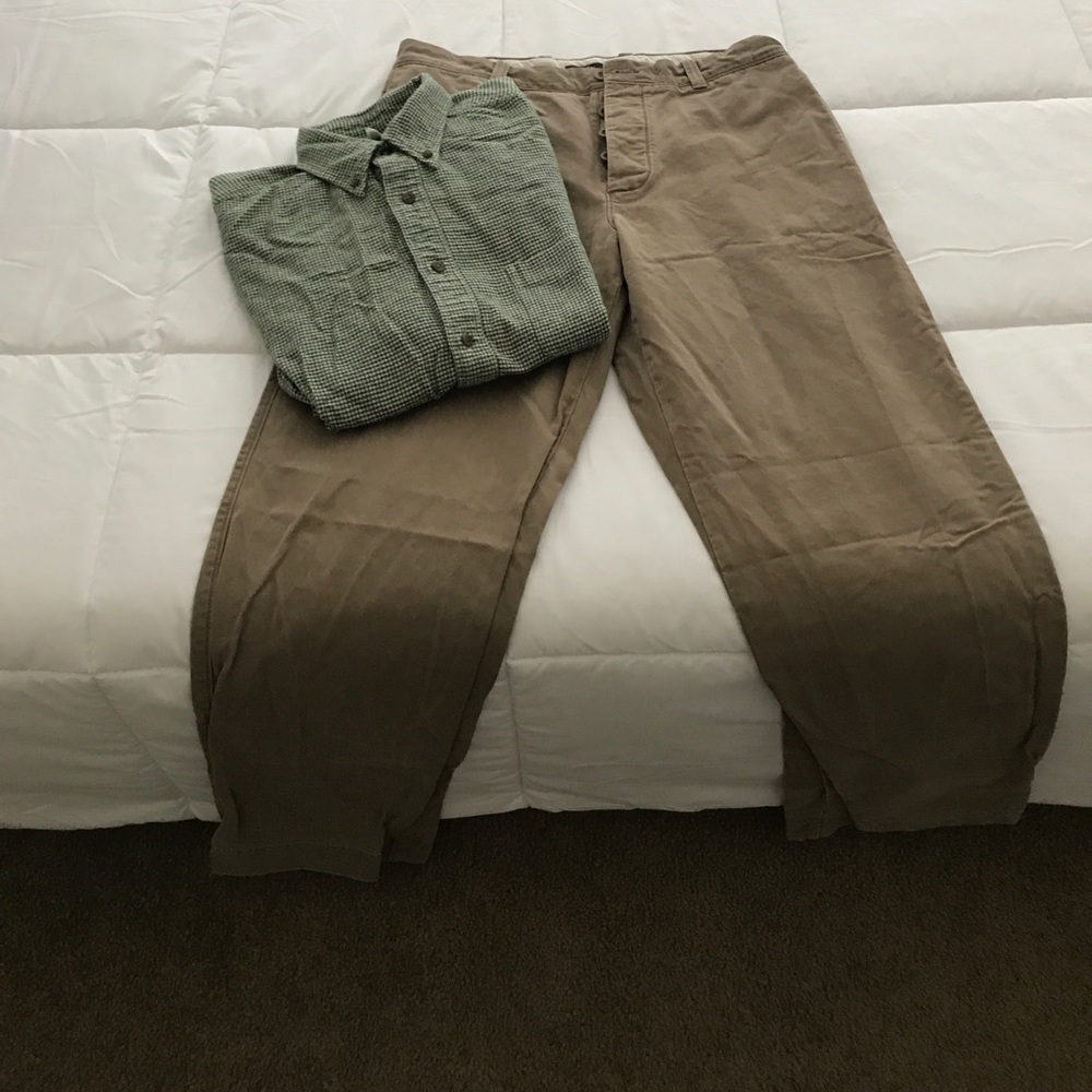 Flannel button down shirt and pants