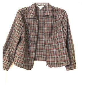 Christopher & Banks gray and red plaid jacket
