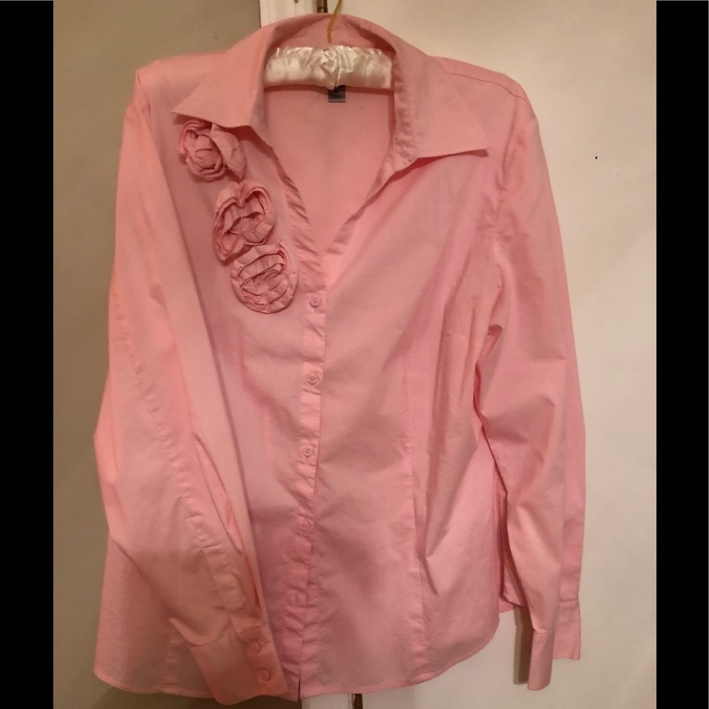 👚Pink Cotton Blouse with Rosettes👚