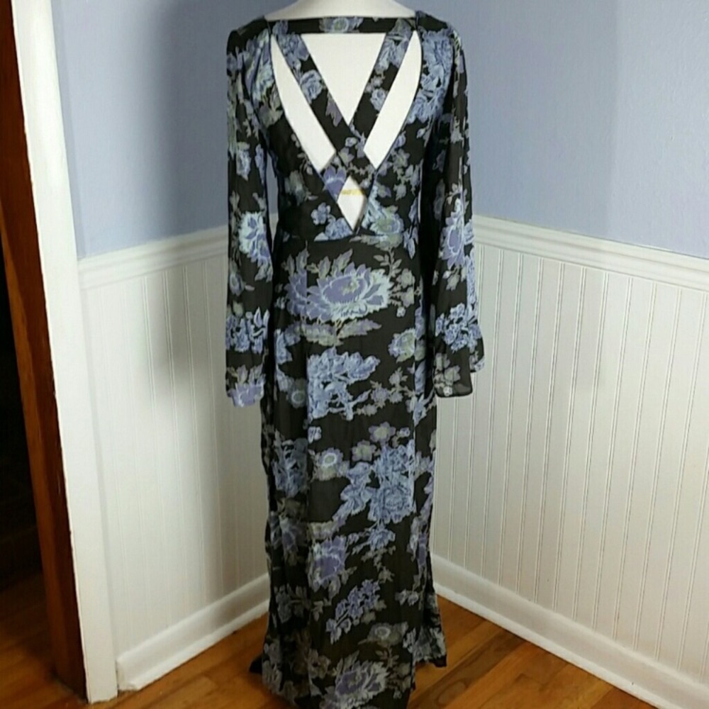Free people high neck open back maxi dress